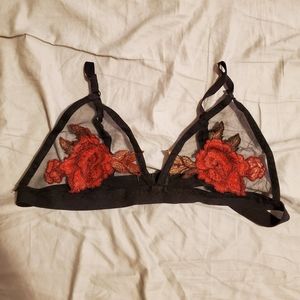 XL Rose Mesh Bralette Red and Black